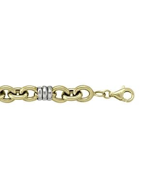 Yellow & Gold Two Tone Hollow Fancy Link Bracelet 10KT