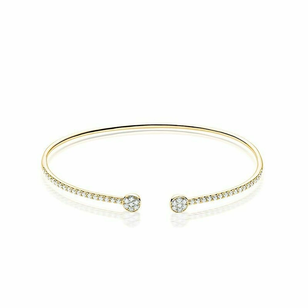 Open Pave Diamond Bangle 0.50CTDI Yellow Gold