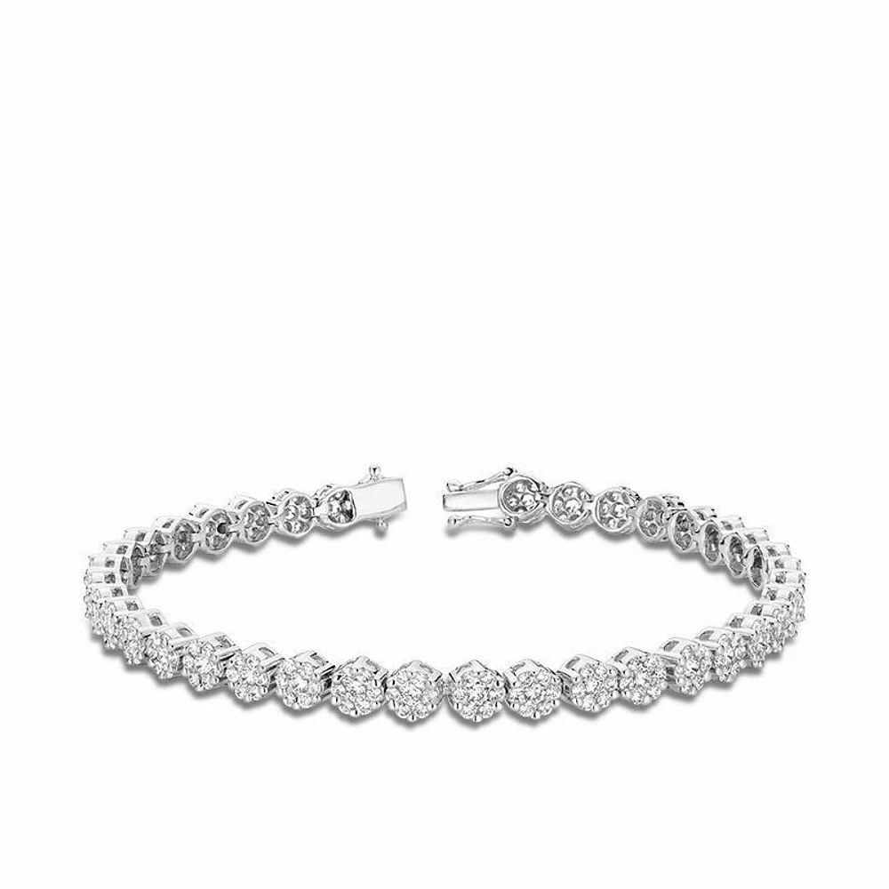 Cluster Diamond Tennis Bracelet 2.00CTDI White Gold