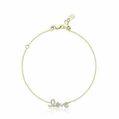 Mini "Love" Diamond Bracelet 0.11CTDI Yellow Gold