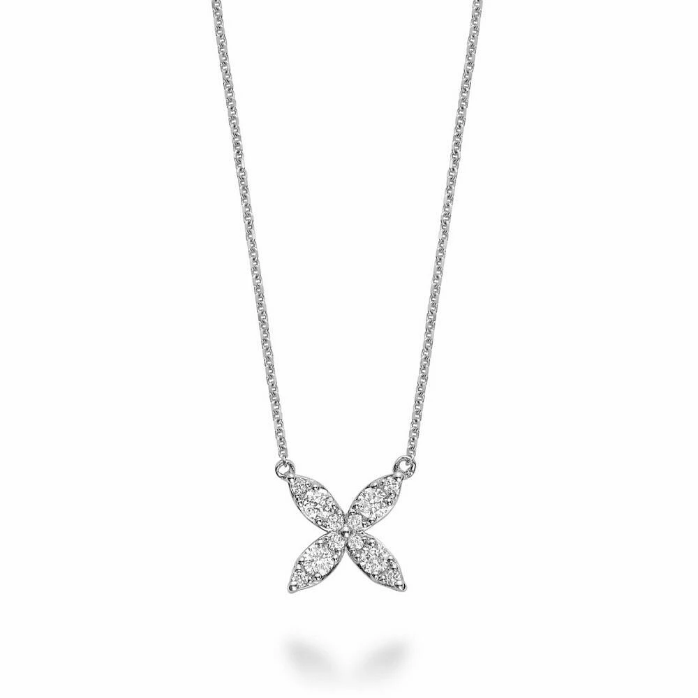 Marquise Flower Diamond Necklace 0.20CTDI White Gold