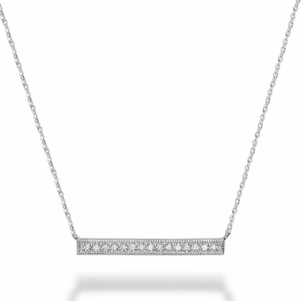 Bar Diamond Milgrain Necklace 0.15CTDI White Gold