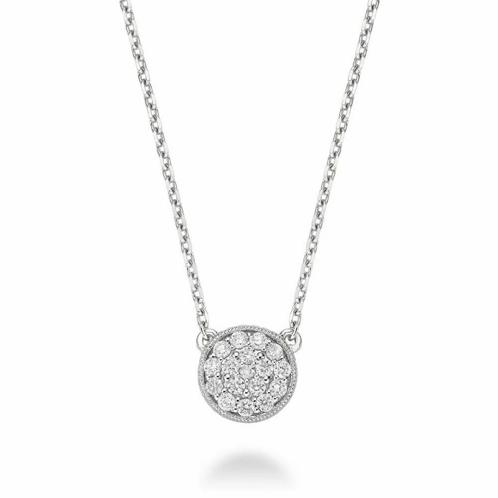 Circle Diamond Milgrain Necklace 0.25CTDI White Gold