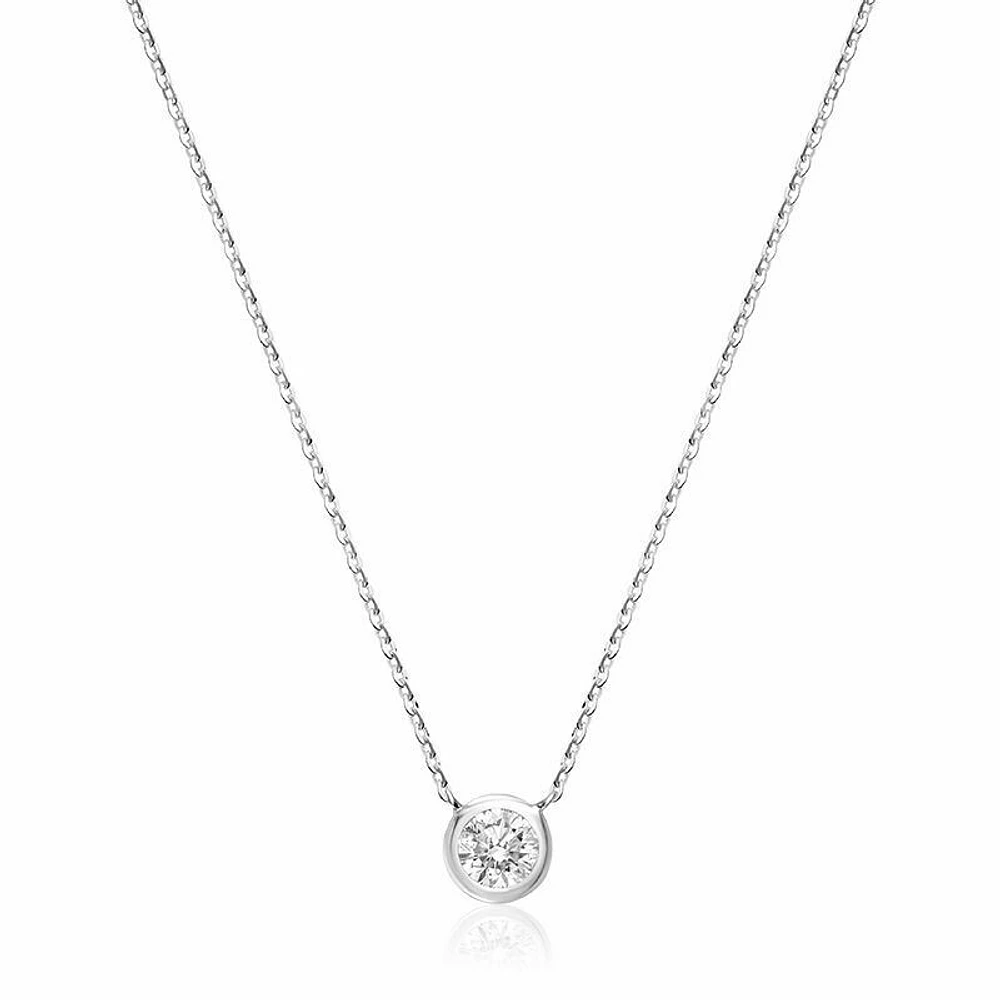 Bezel Diamond Necklace 0.15CTDI White Gold