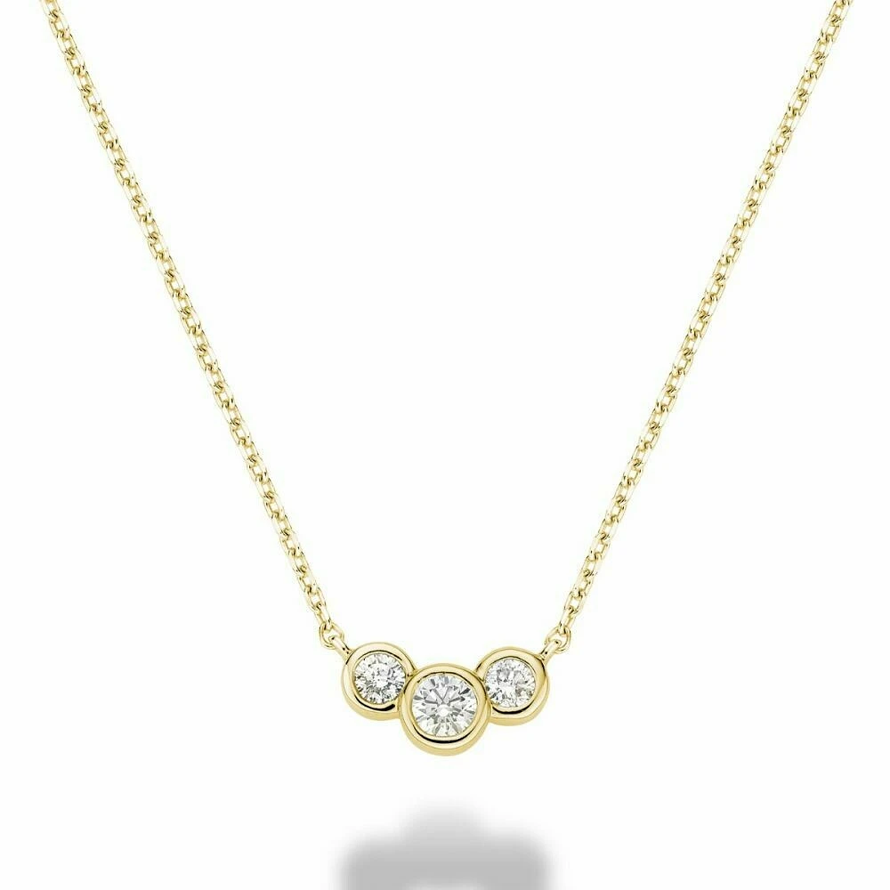 Triple Bezel Diamond Necklace 0.15CTDI Yellow Gold
