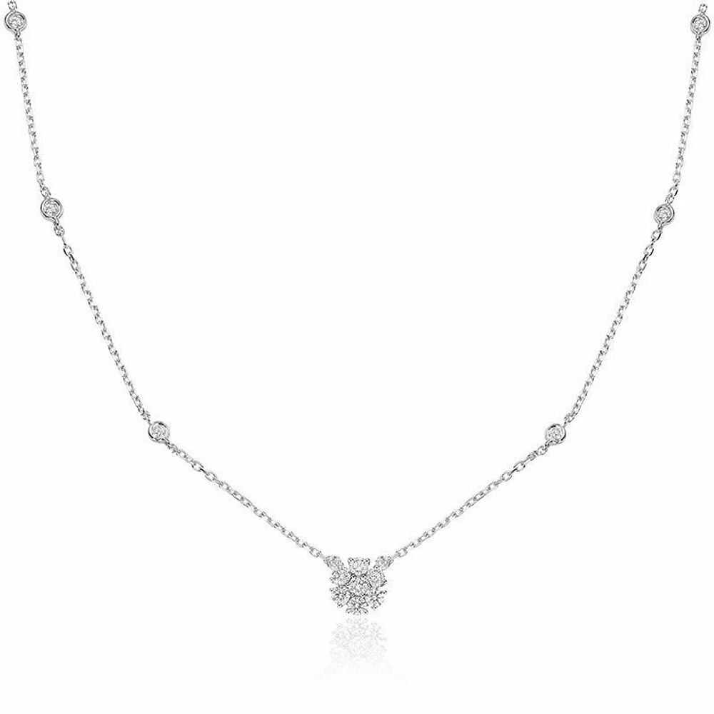 Flower Diamond Necklace 0.75CTDI White Gold