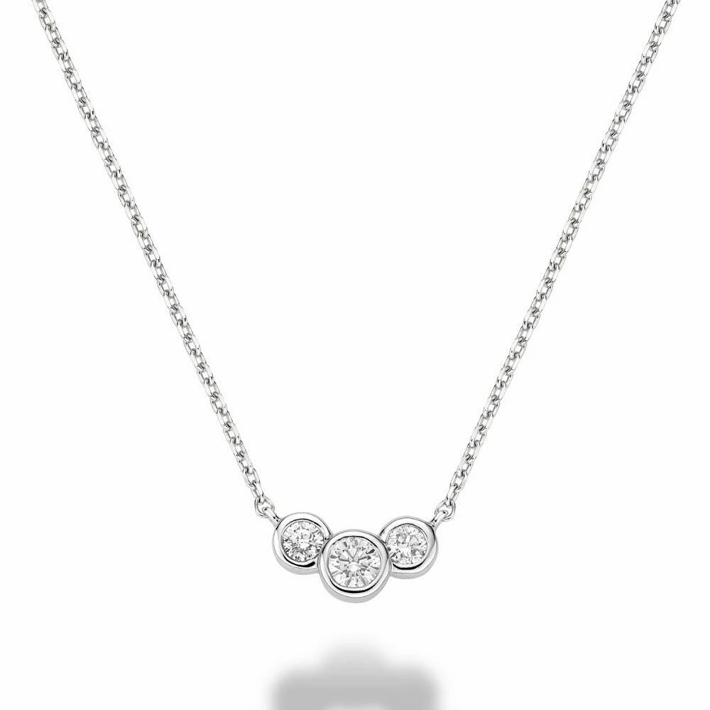 Triple Bezel Diamond Necklace 0.15CTDI White Gold