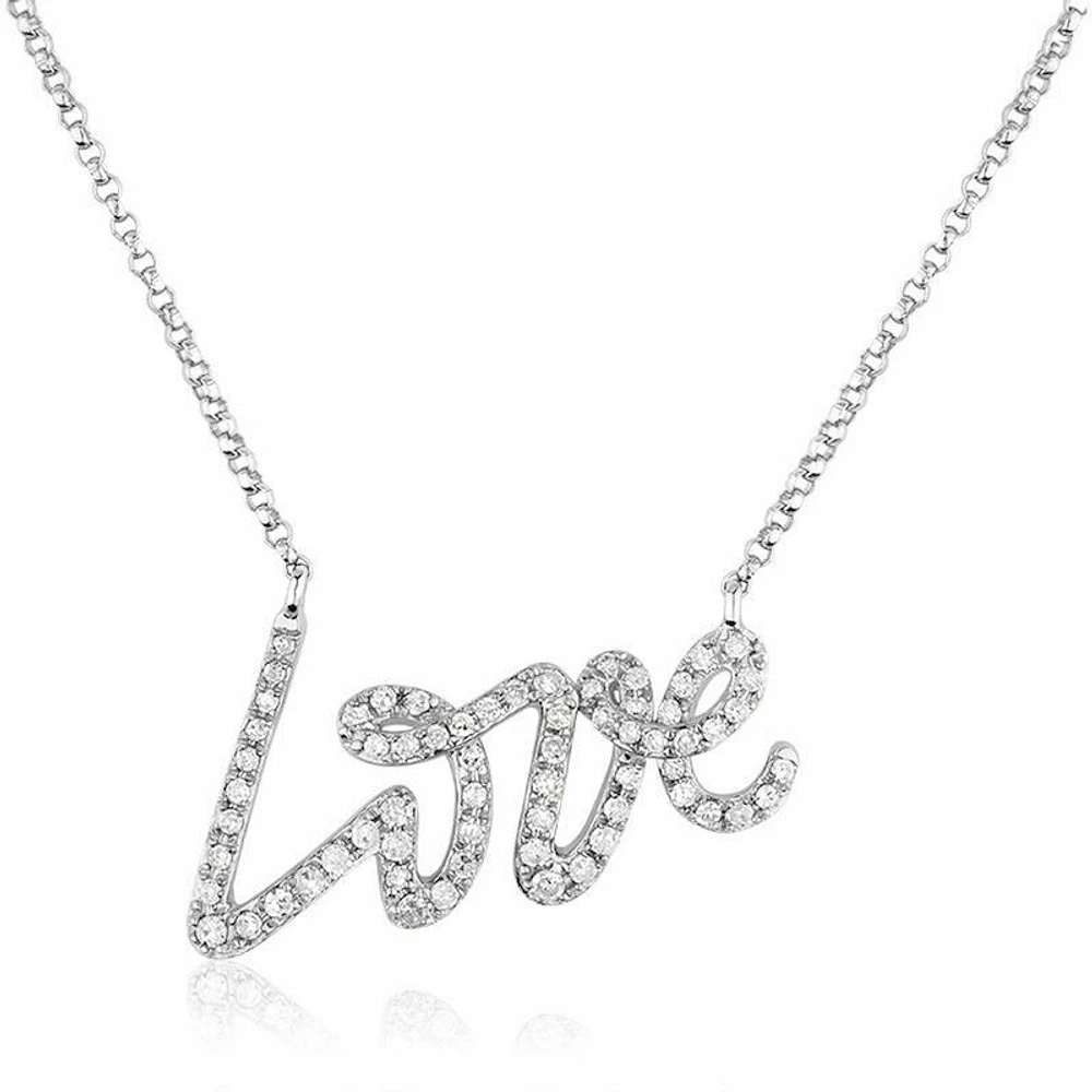 "LOVE" Diamond Necklace 0.30CTDI White Gold