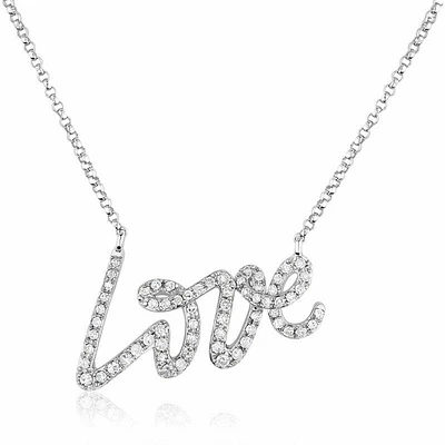 "LOVE" Diamond Necklace 0.30CTDI White Gold
