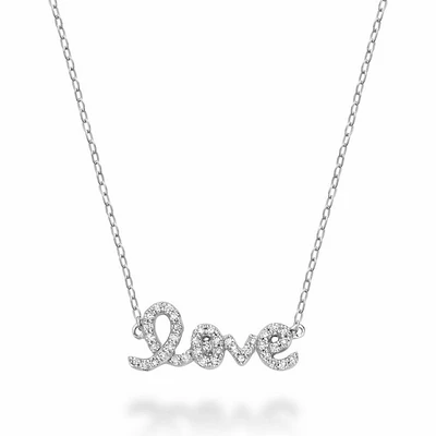 Mini "Love" Diamond Necklace 0.11CTDI White Gold