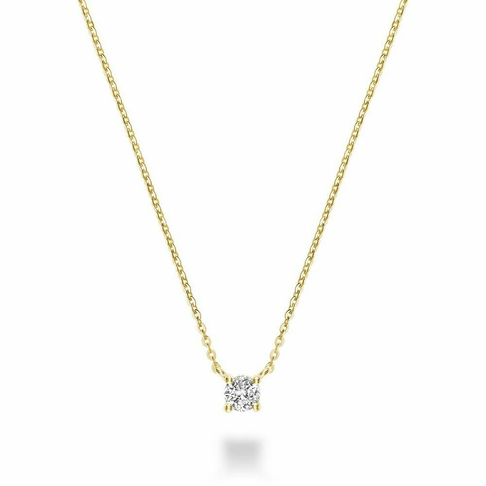 Solitaire Diamond Necklace 0.07CTDI Yellow Gold