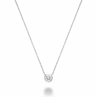 Bezel Set Diamond Necklace 0.15CTDI White Gold