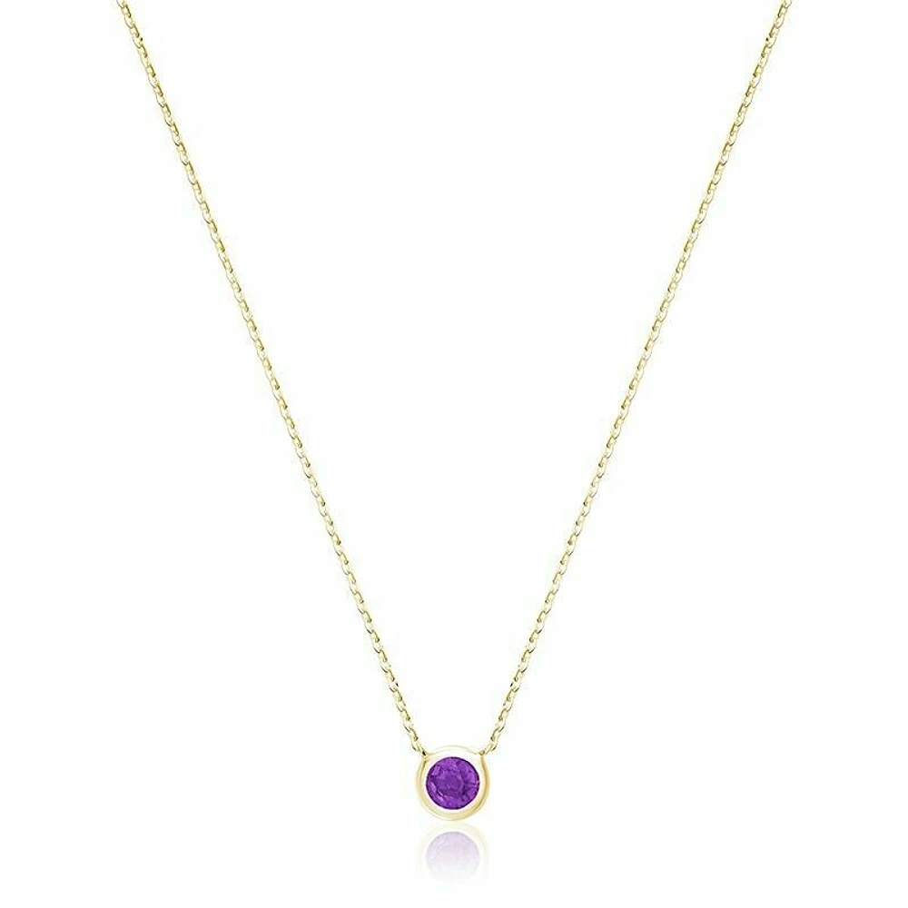 Bezel Set Amethyst Necklace Yellow Gold