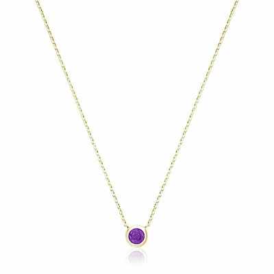 Bezel Set Amethyst Necklace Yellow Gold