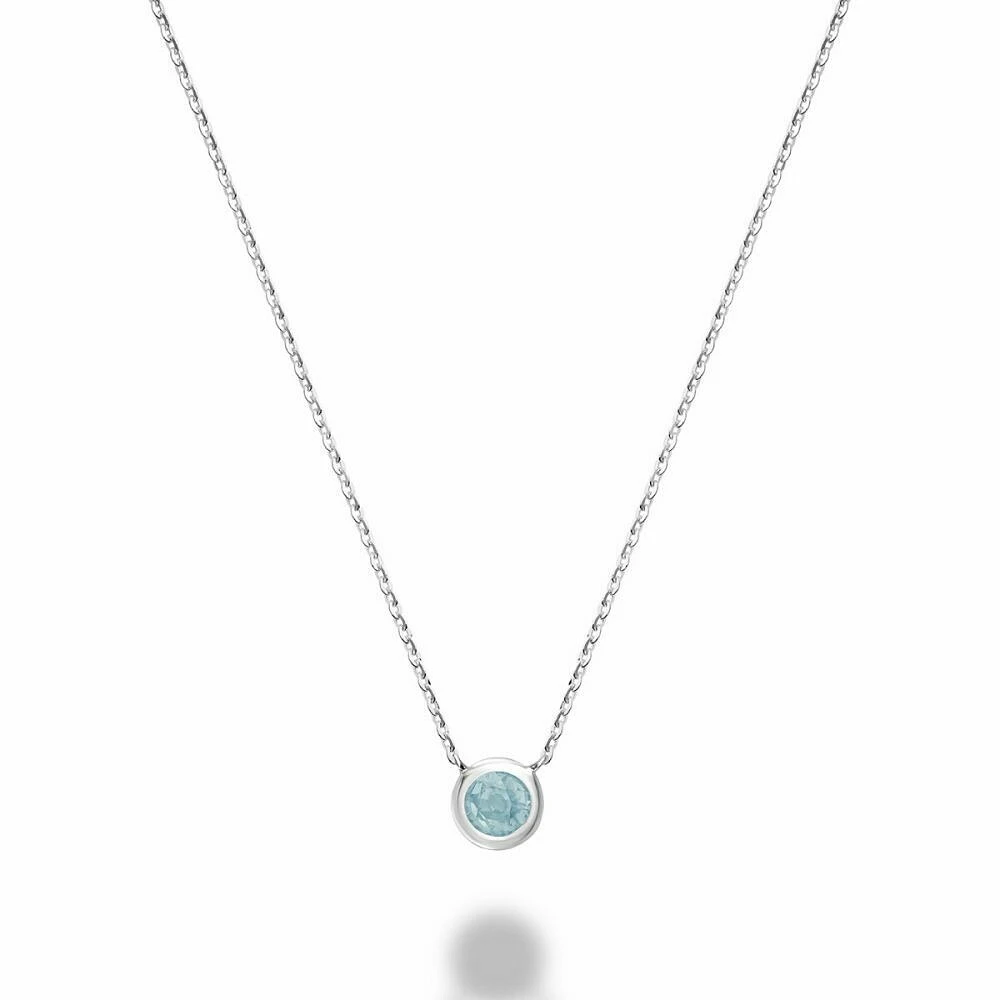 Bezel Set Aquamarine Necklace White Gold