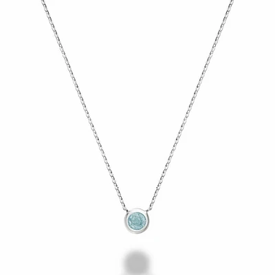 Bezel Set Aquamarine Necklace White Gold