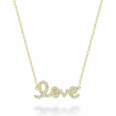 Mini "Love" Diamond Necklace 0.11CTDI Yellow Gold