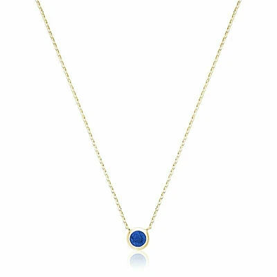 Bezel Set Blue Sapphire Necklace Yellow Gold
