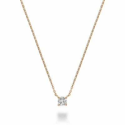 Solitaire Diamond Necklace 0.13CTDI Rose Gold