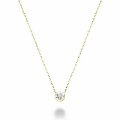 Bezel Set Diamond Necklace 0.15CTDI Yellow Gold