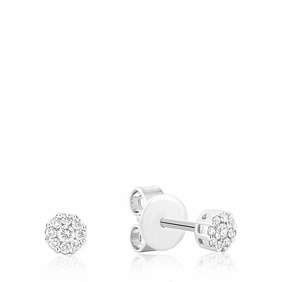 Cluster Diamond Stud Earrings 0.10CTDI White Gold