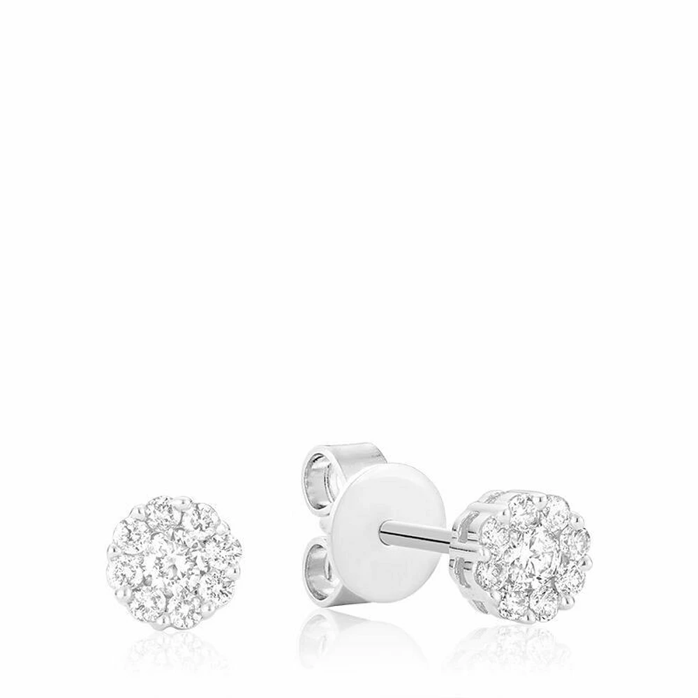 Cluster Diamond Stud Earrings 0.35CTDI White Gold