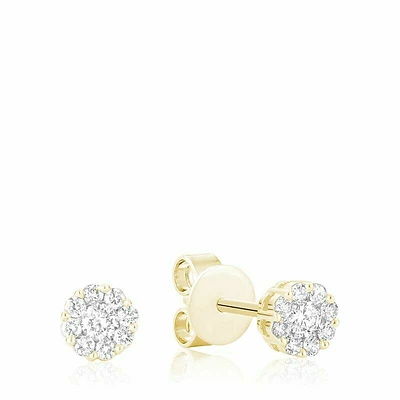 Cluster Diamond Stud Earrings 1.50CTDI Yellow Gold