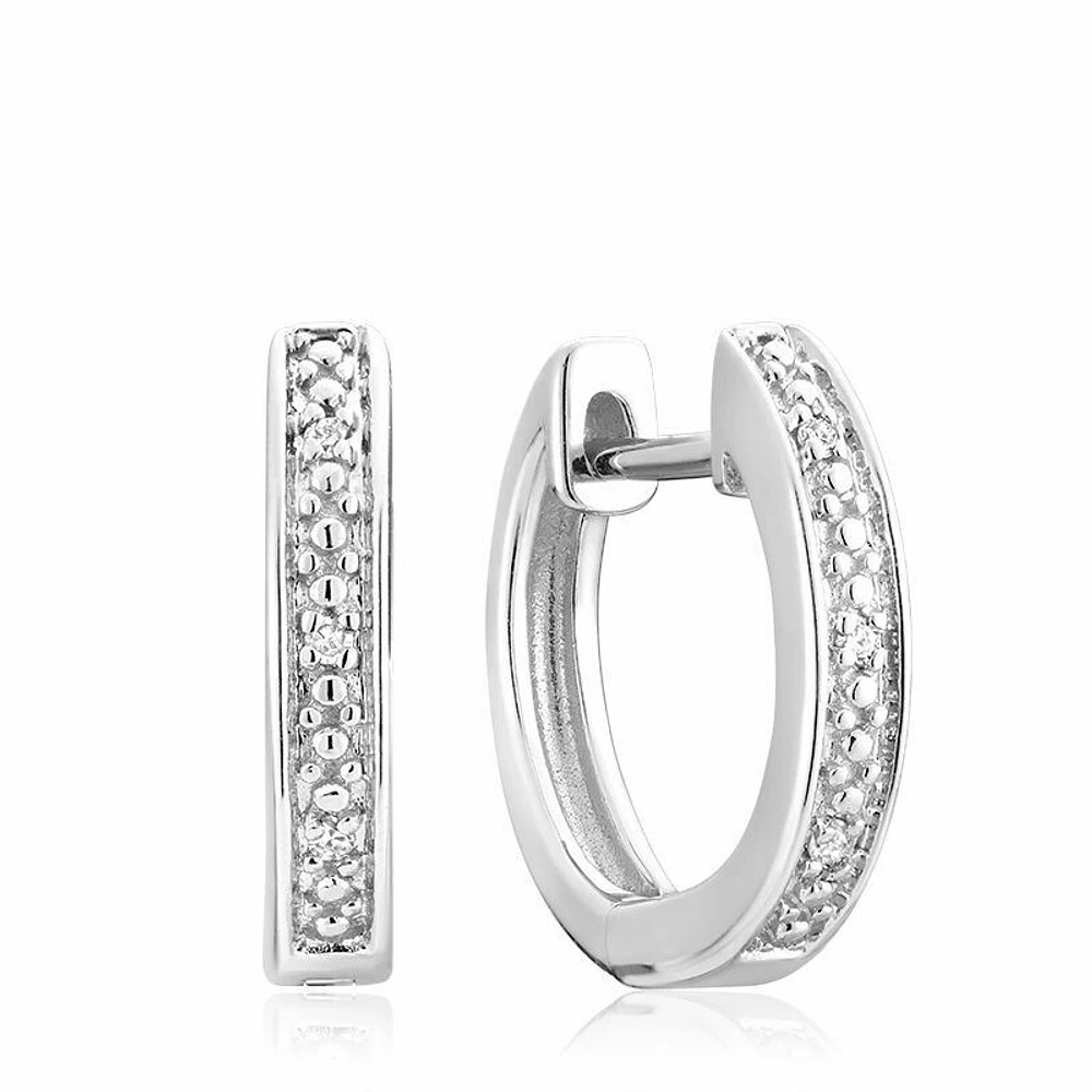 Diamond Huggie Hoop Earrings 0.03CTDI White Gold