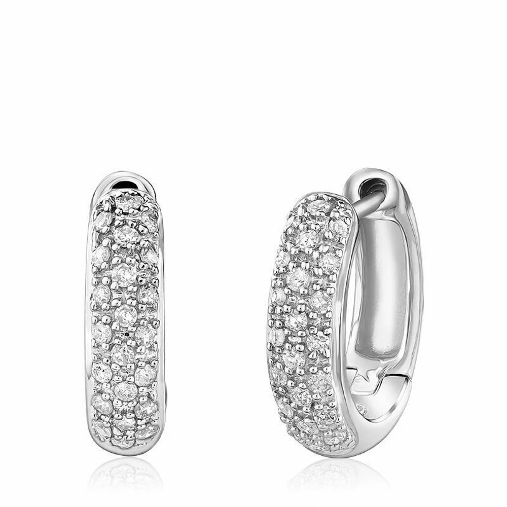 Diamond Pave Huggie Earrings 0.23CTDI White Gold