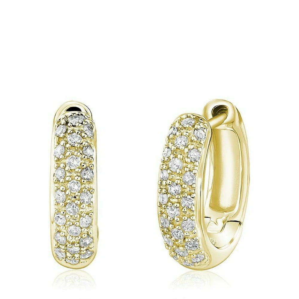Diamond Pave Huggie Earrings 0.23CTDI Yellow Gold