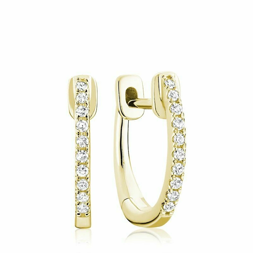 Diamond Huggie Earrings 0.10CTDI Yellow Gold