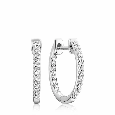 Inside-Out Diamond Hoop Earrings 0.12CTDI White Gold