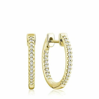 Inside-Out Diamond Hoop Earrings 0.12CTDI Yellow Gold