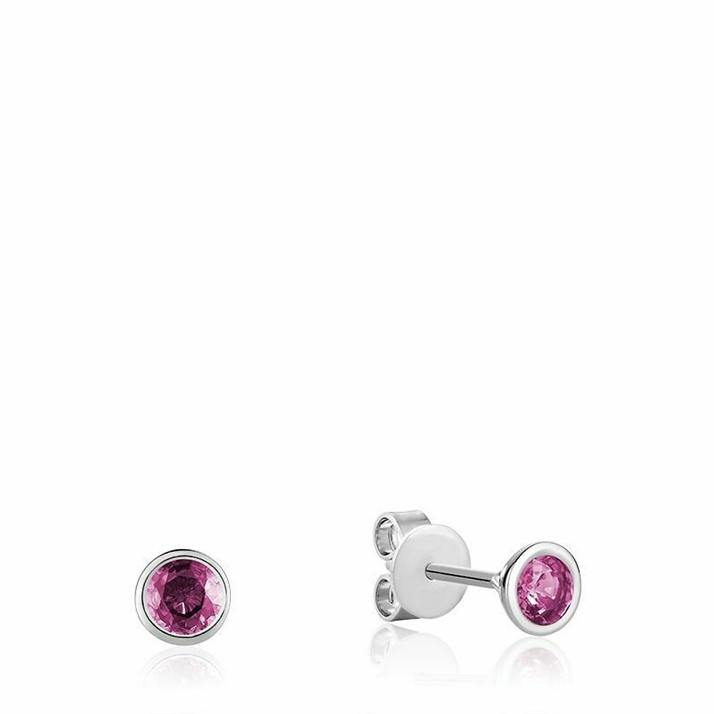 Bezel Set Pink Topaz Stud Earrings Gold