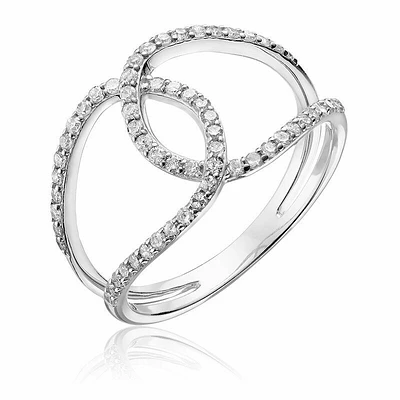 Open Link Diamond Fashion Ring White Gold