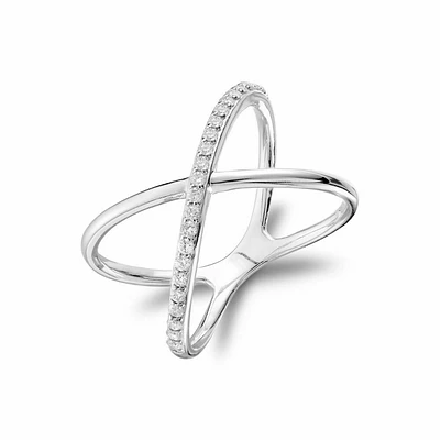 Diamond Crossover Ring White Gold
