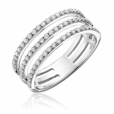 Open Split Triple Shank Diamond Fashion Ring White Gold