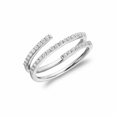 Linear Double Wrap Diamond Ring White Gold