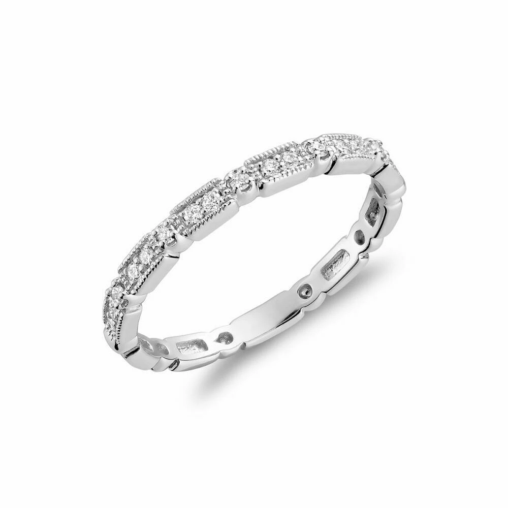 Milgrain Diamond Stackable Ring White Gold