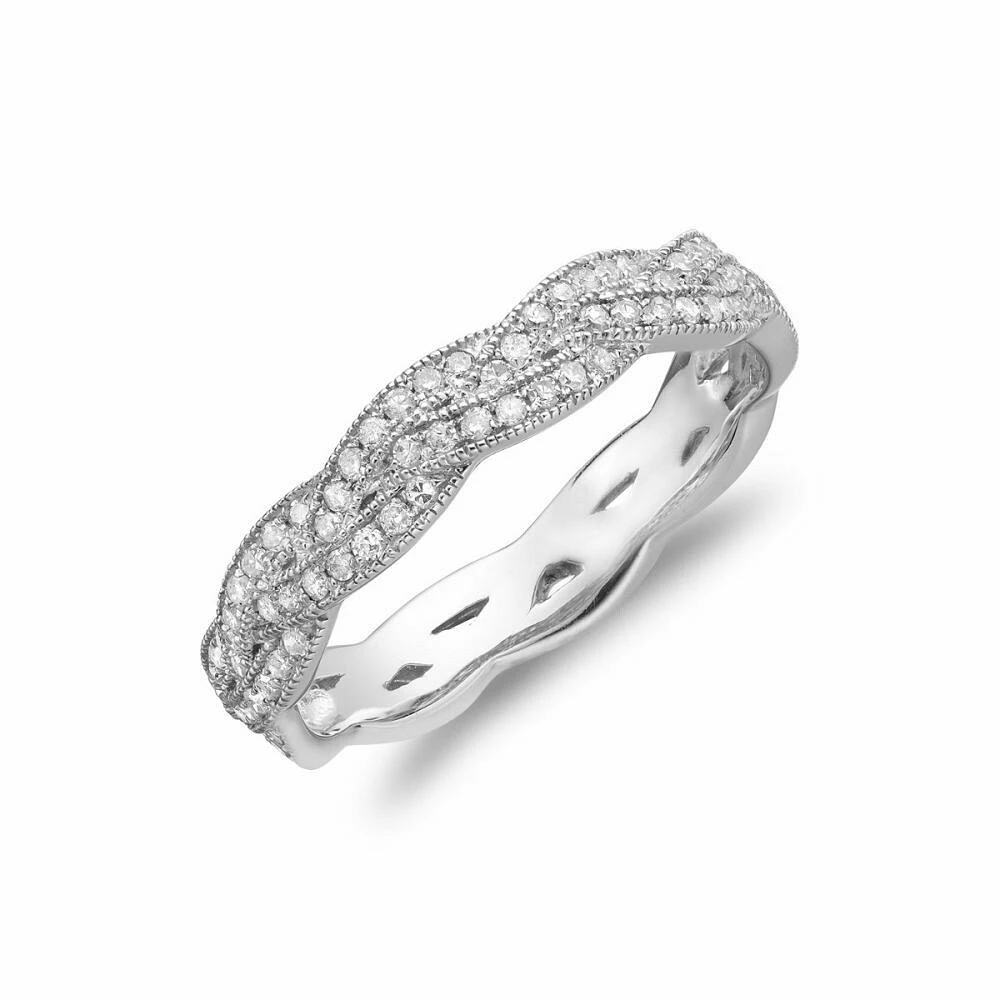 Diamond Pavé Braided Band 14KT White Gold 0.21CTDI