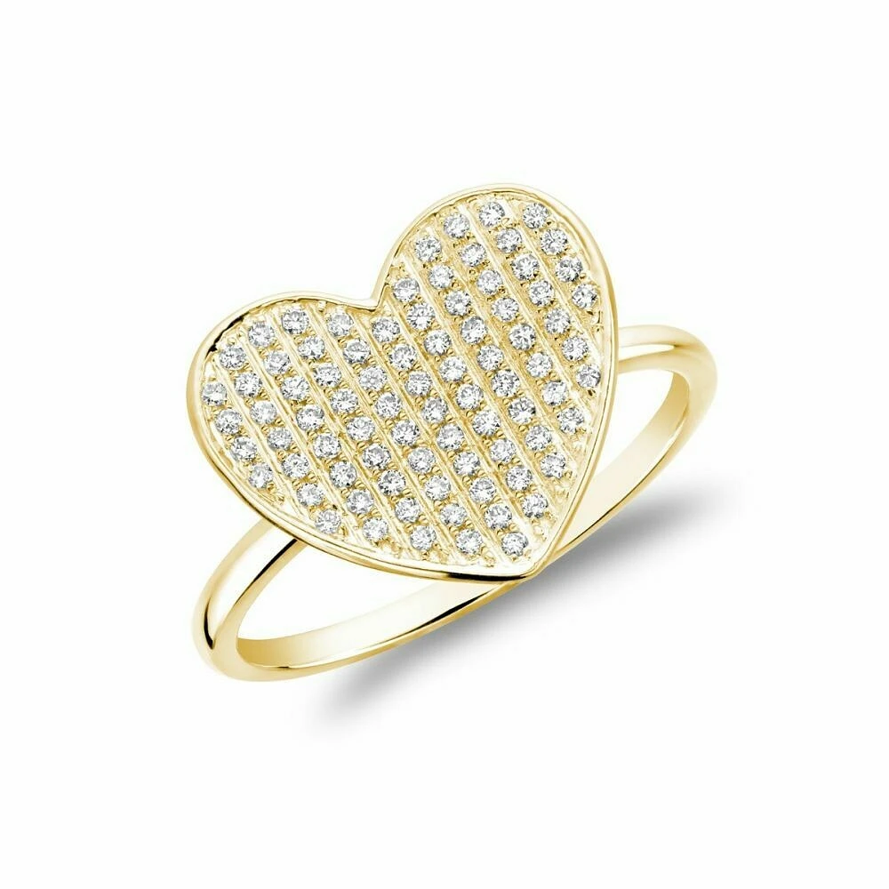 Curved Heart-Shaped Diamond Ring Yellow Gold