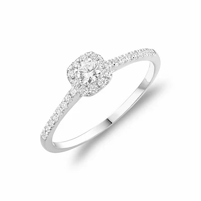 Cushion Diamond Halo Engagement Ring White Gold