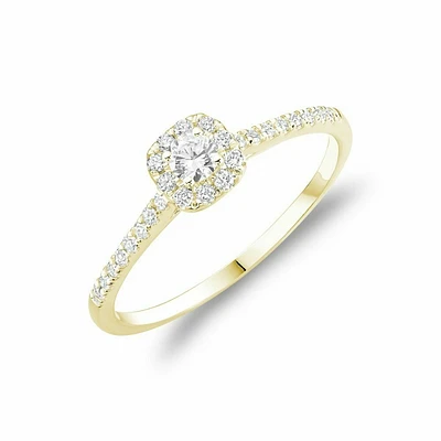 Cushion Diamond Halo Engagement Ring Yellow Gold