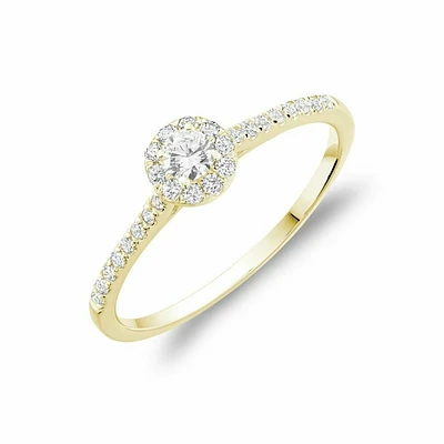 Round Diamond Halo Engagement Ring Yellow Gold