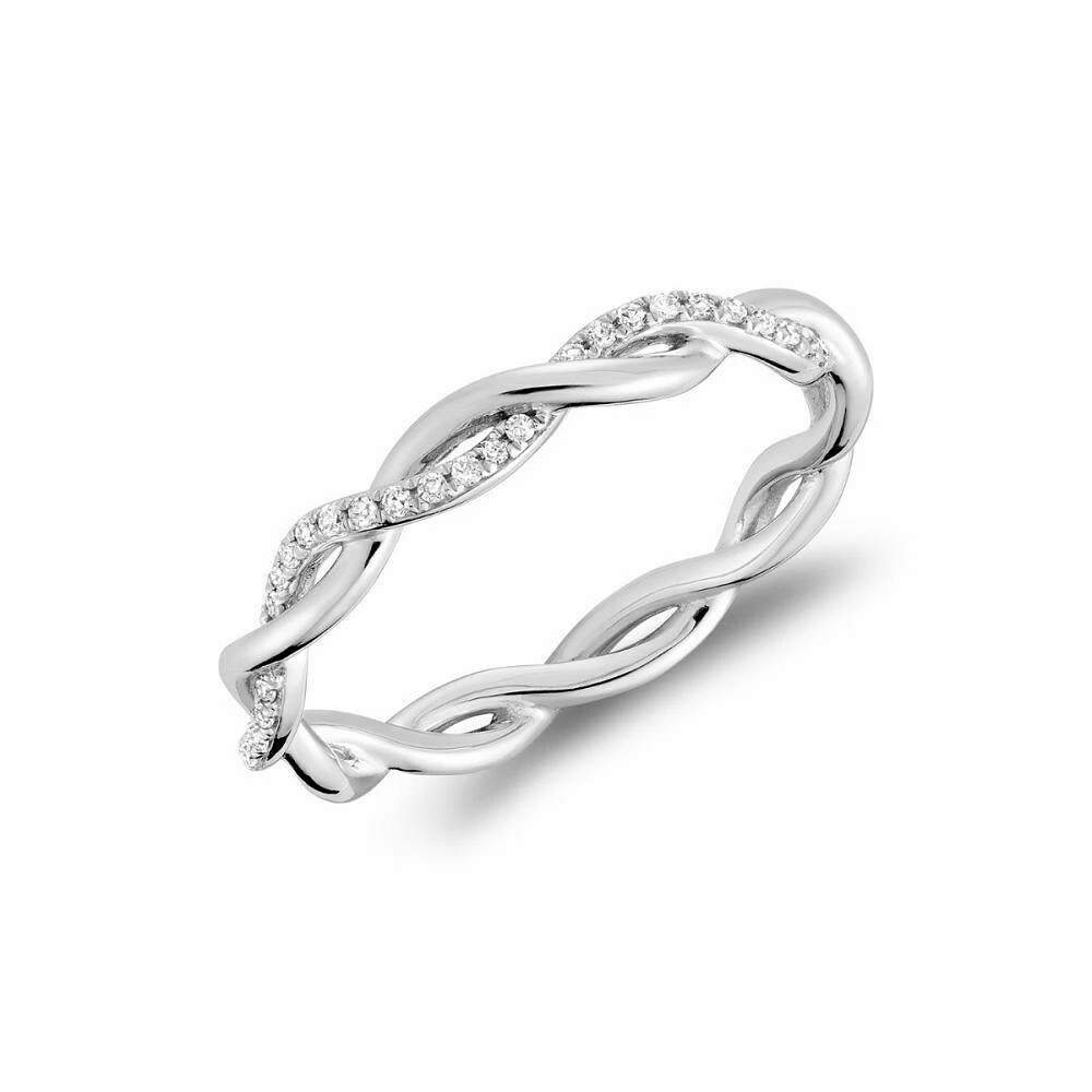 Twisted Diamond Band 10KT White Gold 0.10CTDI