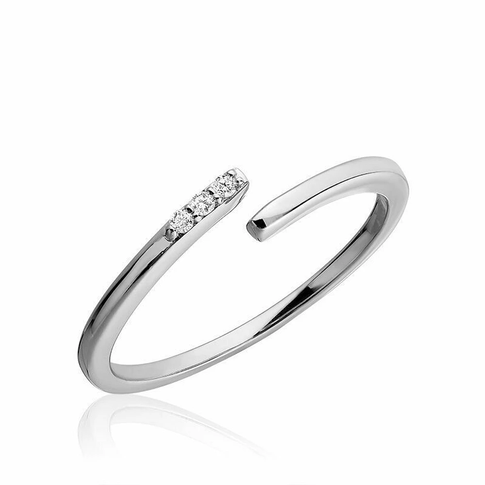Three Stone Bypass Diamond Ring 10KT White Gold 0.03CTDI