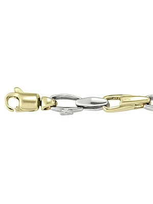 White & Yellow Gold Two Tone Solid Flat Fancy Link Chain 14KT