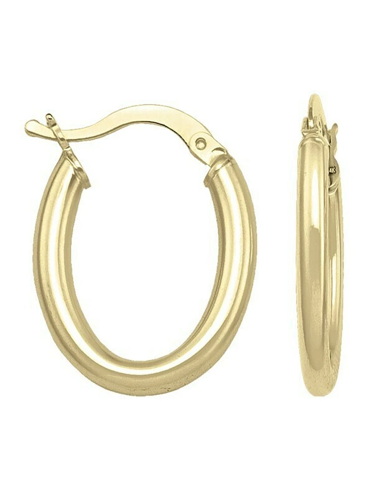 Yellow Gold Oval Tube Earring 14KT