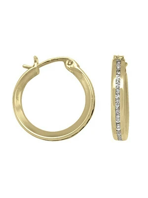 Yellow Gold CZ Hoop Earring 10KT