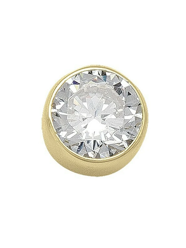 Yellow Gold 6mm CZ Bezel Stud Earring 10KT